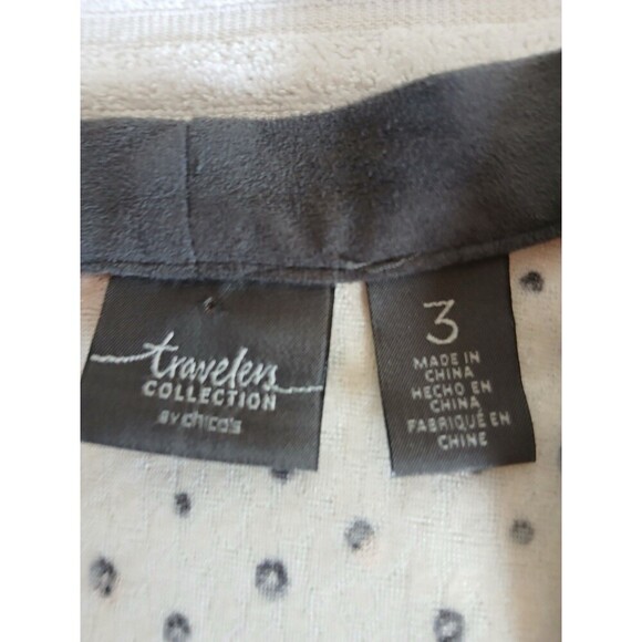 Chico’s Travelers Collection Foiled Peacock Jacket Cardigan Ivory Gray Size 3 XL - Picture 15 of 16